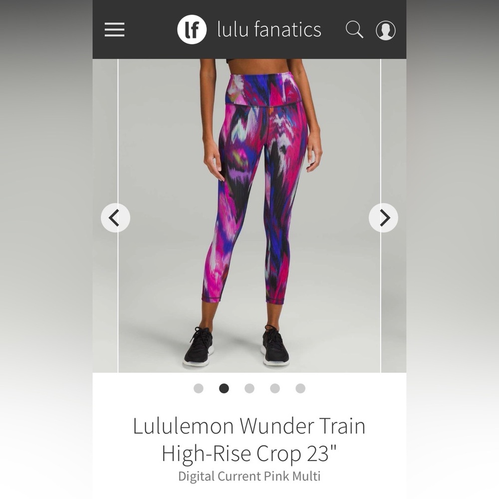 Lululemon Athletica Digital Current Pink Multi High-Rise Crop Leggings